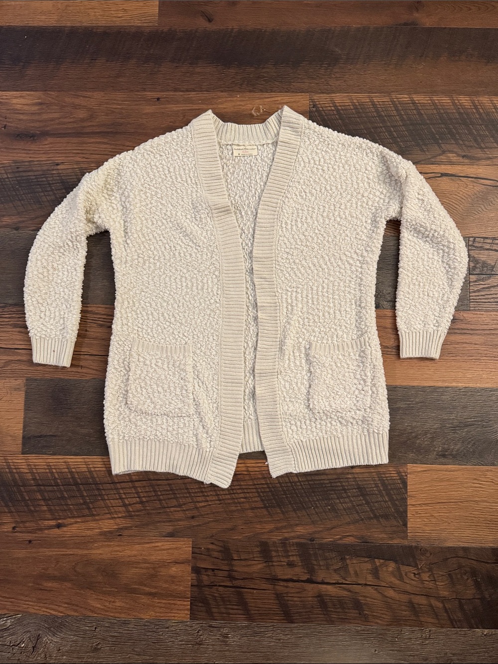Bobbie Brooks Cream Chunky Open-Front Cardigan